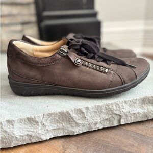Hartjes Women's Size UK 5/US 7.5 XS Casual Side Zip Brown Nubuck Leather Shoes